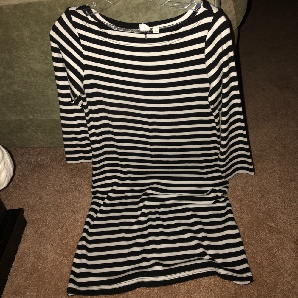 GAP Long Sleeved Black and White Striped Dress